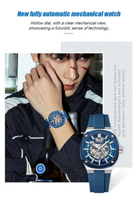 CURREN Watch for Men Automatic Mechanical Original Waterproof Silicone Strap Luminous Business Fashion clock