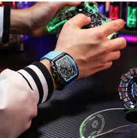 CURREN 8442 Unique Barrel Shaped Large Dial Men's Watch Casual Quartz Silicone Strap Automatic Date Chronograph Watches for Man