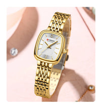 CURRN 9093 Women's Quartz Watch Fashion Leisure Diamond Simple Gold Silvery Steel Strip Wristwatch for Ladies Gift Clock