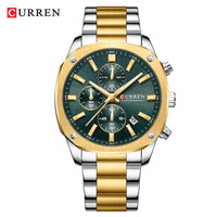 CURREN Stainless Steel Watch with Timer Calendar Luminous Hands And Stainless Steel Bracelet