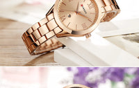CURREN 9007 Fashion Women Quartz Watch Waterproof Minimalist Calendar Wristwatch with Roman Numerals