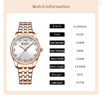 CURREN Top Brand Ladies Watch Elegant Stainless Steel Bracelet Simple Waterproof Ladies Business Watch Relogio Feminino
