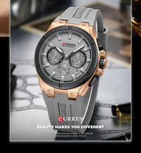 CURREN Luxury Man Wristwatch Chronograph Date Waterproof Rubber band Casual Quartz Men's Watches Sports Male Clock Reloj
