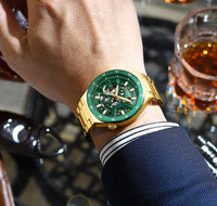 CURREN Skeleton Hollow Dial Automatic Mechanical Watch for Men 42mm Stainless Steel Band Business Sport Wristwatch with Luminous