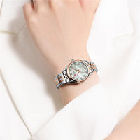 CURREN 9111 Luxury Women's Quartz Watch Ultra-Thin Waterproof Small Dial Watch with Rhinestone Embellishments