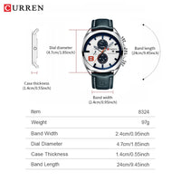 CURREN Luxury Brand Design Men's Quartz Watch with 3 Sub-dials Chronograph Date Casual Sports Wristwatch Gift for Him