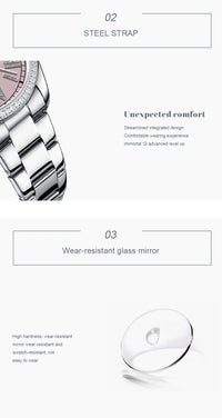 CURREN NEW Luxury Quartz Women's Bracelet Wristwatches with Rhinestone Dial Elegant Luminous Hands Stainless Steel Watches