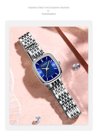 CURRN 9093 Women's Quartz Watch Fashion Leisure Diamond Simple Gold Silvery Steel Strip Wristwatch for Ladies Gift Clock