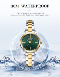 CURREN Simple Round Dial Fashion Dress Quartz Watches for Ladies with Stainless Steel Bracelet Luxury Wristwatches