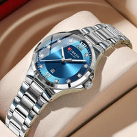 CURREN 9107 Stylish Rhinestone-embellished Ladies' Quartz Watch, Waterproof Stainless Steel Strap Wristwatch with Calendar