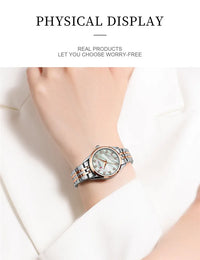 CURREN 9111 Luxury Women's Quartz Watch Ultra-Thin Waterproof Small Dial Watch with Rhinestone Embellishments