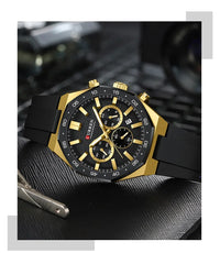 CURREN 8489 New Mens Watches Waterproof Sports Watch Silicone Strap Chronograph Quartz Wristwatch Relogios Masculino+BOX