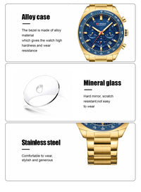 CURREN High Quality Men's Luxury  Fashion Quartz Watch Men Round Business Student Sport Waterproof Glow Clock