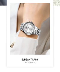 CURREN Women's Luxury Brand Watches Simple Quartz Auto Date Wristwatch Female Waterproof Clock Luminous Hands 9107