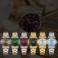 CURREN Fashionable Quartz Watches for Women Roman Numerals Simple Elegant Stainless Steel Braclete Ladies Wristwatch