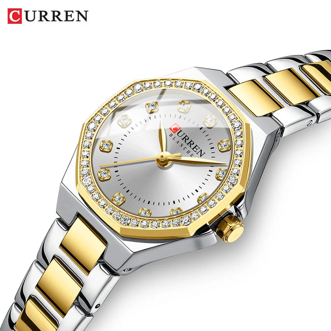 CURREN Original Quartz Watch for Women Fashion Elegant Ladies Watches Stainless Steel Waterproof Wristwatch
