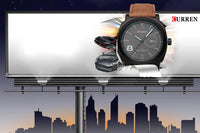 CURREN 8139 Men's Water-resistant Men's Quartz Watch Neutral-style Watch with Small Dial, Matte Genuine Leather Strap