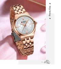 CURREN 9096 Women Watch Luxury Elegant Quartz Wristwatch with 32mm Dial Rhinestone Stainless Steel Band Ladies Gift Reloj Mujer