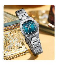 CURREN Jam Tangan Perempuan Original Waterproof Quartz Stainless Steel Minimalis Green Watch Women 9104