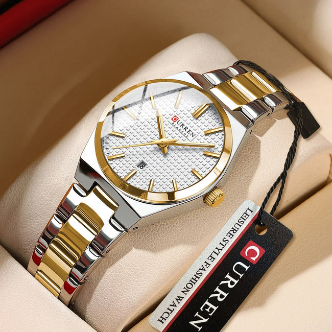 CURREN Luxury Quartz Watch for Women Elegant Stainless Steel Women's Watches Luminous Waterproof Date Wristwatch Ladies Gift