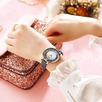 CURREN 9080 Small Dial Quartz Watch for Ladies, Waterproof Ultra-thin Shell Dial Leather Strap Wristwatch