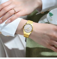 CURREN Luxury Classic Quartz Watch for Women Round Dial with Rhinestones Stainless Steel Bracelet Elegant Dress Wristwatch
