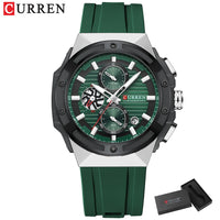 CURREN 8462 Top Luxury Quartz Men's Watch Silicone Strap Multifunctional Timing Code Classic Luminous Waterproof Men's Watch