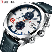 CURREN Luxury Brand Design Men's Quartz Watch with 3 Sub-dials Chronograph Date Casual Sports Wristwatch Gift for Him