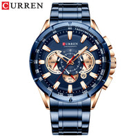 CURREN Luxury Brand Casual Chronograph Wristwatches for Mens Stainless Steel Quartz Watch Male Creative Clock