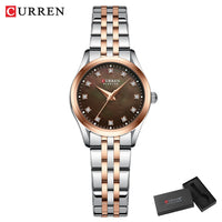 CURREN Elegant Fashion Women's Watches Luxury Brand Original Quartz Watch for Ladies Waterproof Stainless Steel Clock