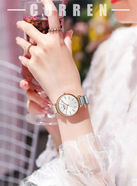 CURREN 9081 Exquisite Women's Quartz Watch Round Silver Gold Clock Simple Fashion Casual Women's Luxury Watch Relojes De Mujer