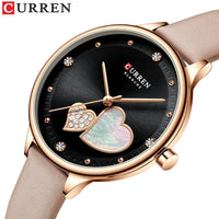 CURREN 9077 Ultra-thin Quartz Watch for Ladies, Waterproof Minimalist Small Dial Round Wristwatch