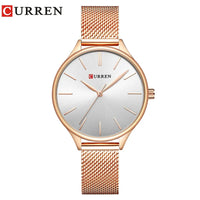 CURREN Original Women's Luxury Watch Matte Dial Japanese Quartz Movement Stainless Steel Mesh Strap with Box