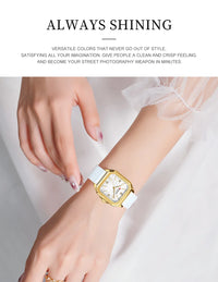 CURREN 9113 Women's square small dial watch waterproof quartz watch silicone watch strap fashionable and simple wristwatch