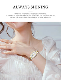 CURREN Luxurious Elegant Women's Watches Classic Rectangular Dial with Rhinestones Luminous Hands Waterproof