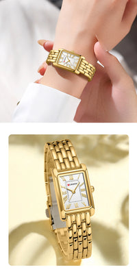 CURREN Luxury Ladies Fashion Quartz Watch Simple Scale Square Quality Women Watches Business Stainless Steel Folding Clock