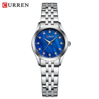 CURREN 9111 Luxury Women's Quartz Watch Ultra-Thin Waterproof Small Dial Watch with Rhinestone Embellishments