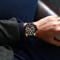 CURREN 8361 Classic Business & Fashion Six-Hand Men's Quartz Watch, Water-Resistant Stainless Steel Strap with Calendar