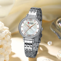 CURREN Top Brand Ladies Simple Fashion Quartz Watch Stainless Steel Classic Elegant Diamond Waterproof Ladies Watch Reloj Mujer