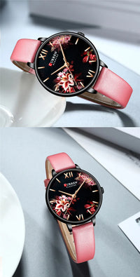 CURREN Women Watch Top Brand Luxury Gold Female Waterproof Clock Mesh Stainless Steel Bracelet Flower Ladies Wristwatch 9059