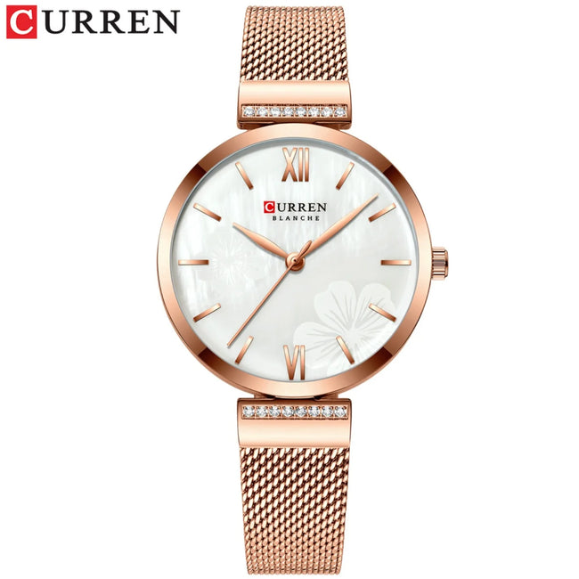 CURREN Fashion Watch for Women Luxury Quartz Gold Elegant Bracelet Wristwatch Female Clock Ladies Dress Stainless Steel Gifts