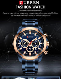 CURREN Quartz Watch for Men Top Brand Luxury Fashion Business Watches Steel Waterproof Man Sport Wristwatch Relogio Masculino