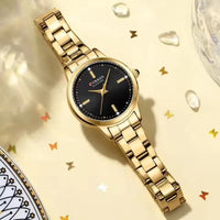 CURREN 9094 Small Dial Quartz Watch for Ladies, Waterproof Round Minimalist Wristwatch with Stainless Steel Strap