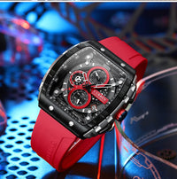 CURREN 8442 Unique Barrel Shaped Large Dial Men's Watch Casual Quartz Silicone Strap Automatic Date Chronograph Watches for Man