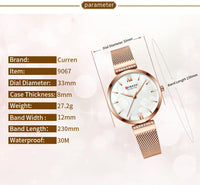 CURREN Fashion Watch for Women Luxury Quartz Gold Elegant Bracelet Wristwatch Female Clock Ladies Dress Stainless Steel Gifts
