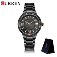 CURREN Fashion Women Watch Top Brand Luxury Ladies Girl Wristwatch Black Stainless Steel Bracelet Classic Female Clock Gift 9004
