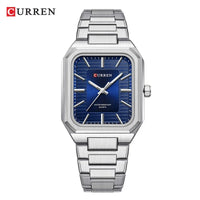 CURREN 8457 Business Minimalist Quartz Watch Waterproof Square Stainless Steel Strap Wristwatch with Luminous Function