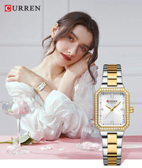 CURREN Women Watch Quartz Watch for Ladies Simple Elegant Dress Wristwatch Stainless Steel Bracelet