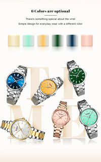 CURREN New Watch Women Fashion Casual Stainless Steel Watches Simple Ladies Round Dial Quartz Wristwatches Clock Reloj Mujer