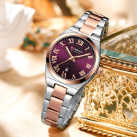 CURREN 9095 Women's Roman Letter Quartz Watch Waterproof Calendar Ladies' Watch